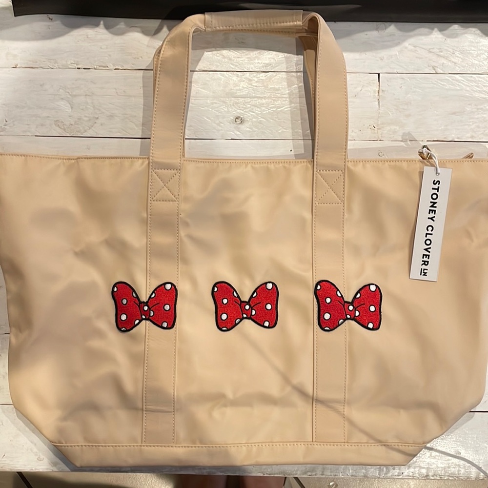Stoney Clover Lane SCL Disney Fable Minnie Mouse Bow x3 Classic Sand Tote NWT